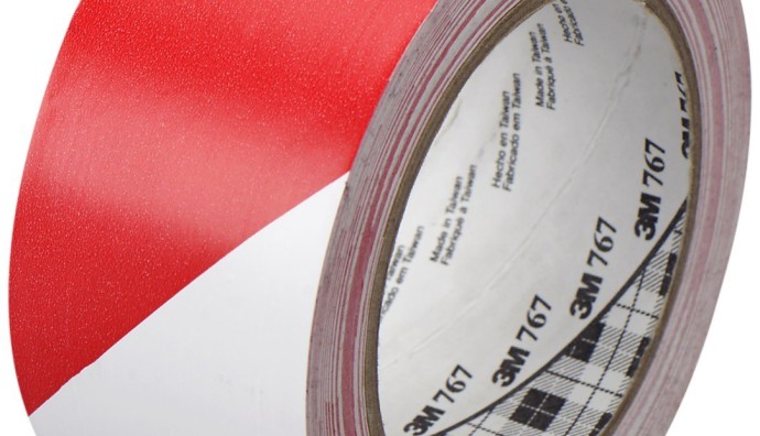 3M RED AND WHITE VINYL FLOOR MARKING TAPE (50mm x 33m x 0.13mm)