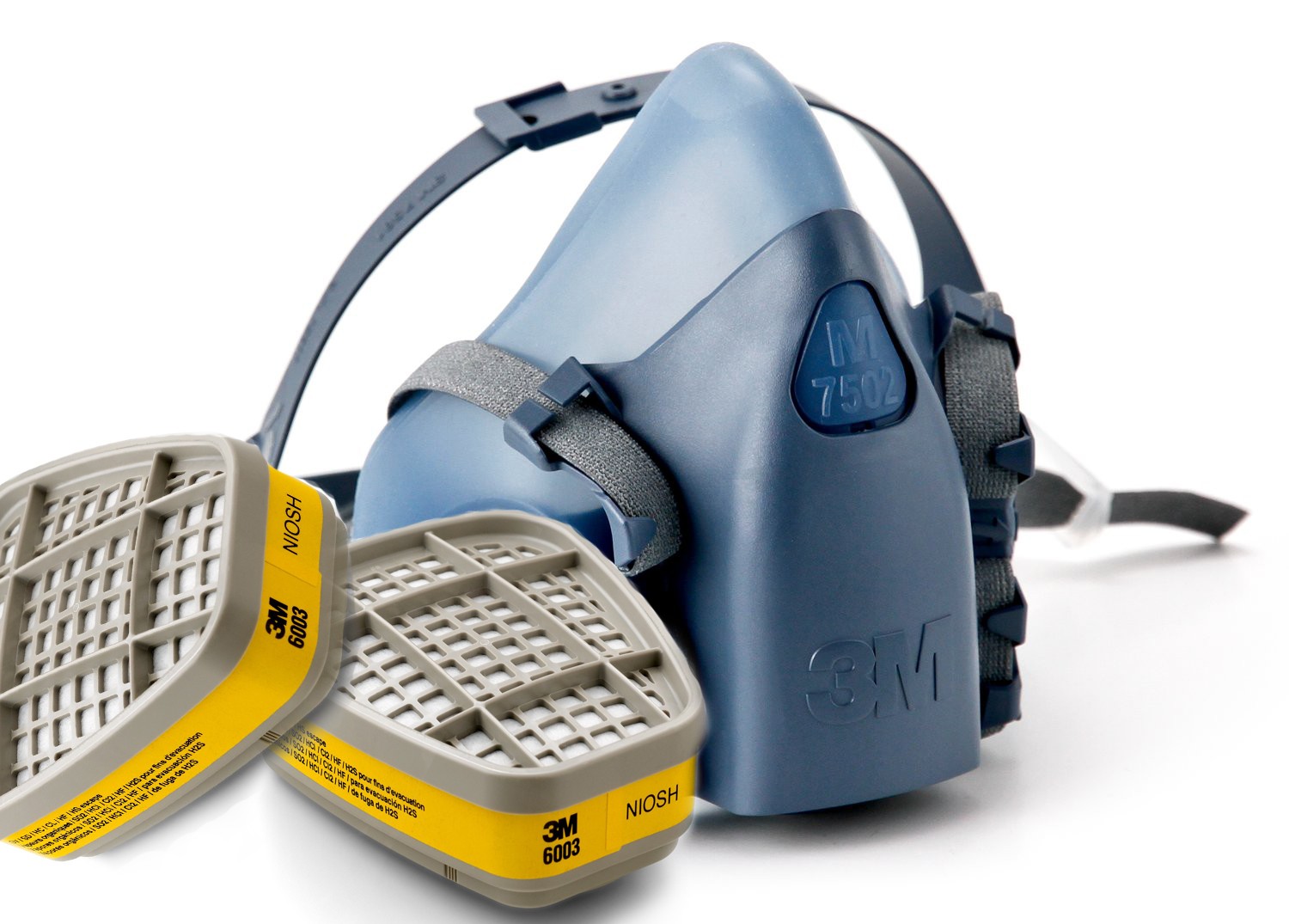 3M 7502 Half Facepiece Dual Cartridge Respirator + 3M 6003 Acid Vapor Cartridge