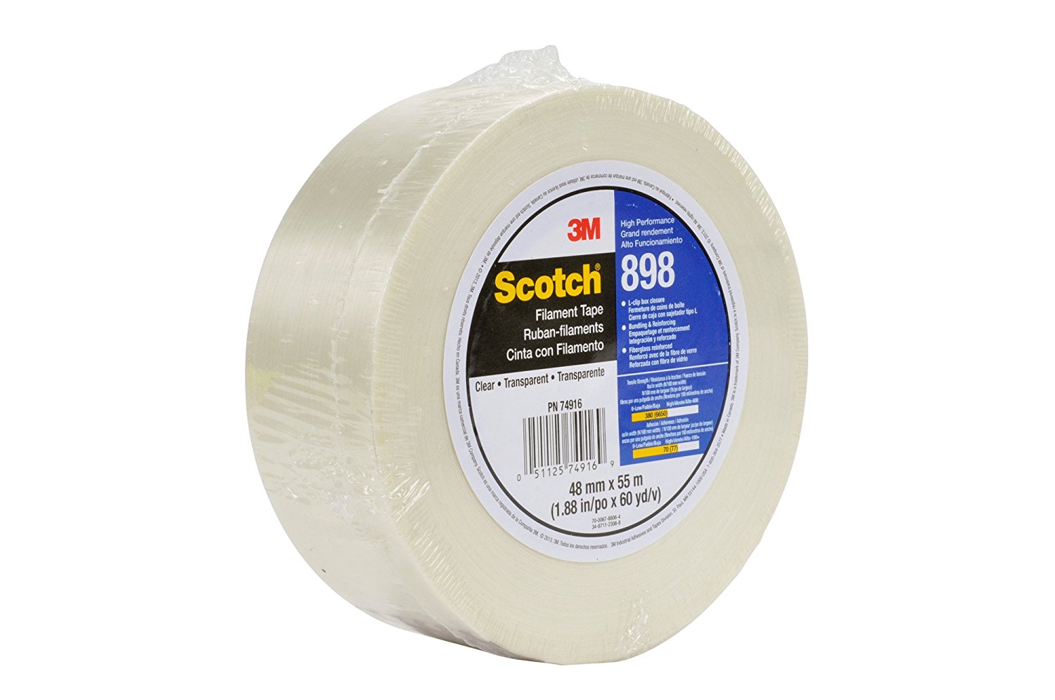 3M Scotch 898 Clear Single Sided Packaging Tape 24mm x 55m 0.16mm Thick